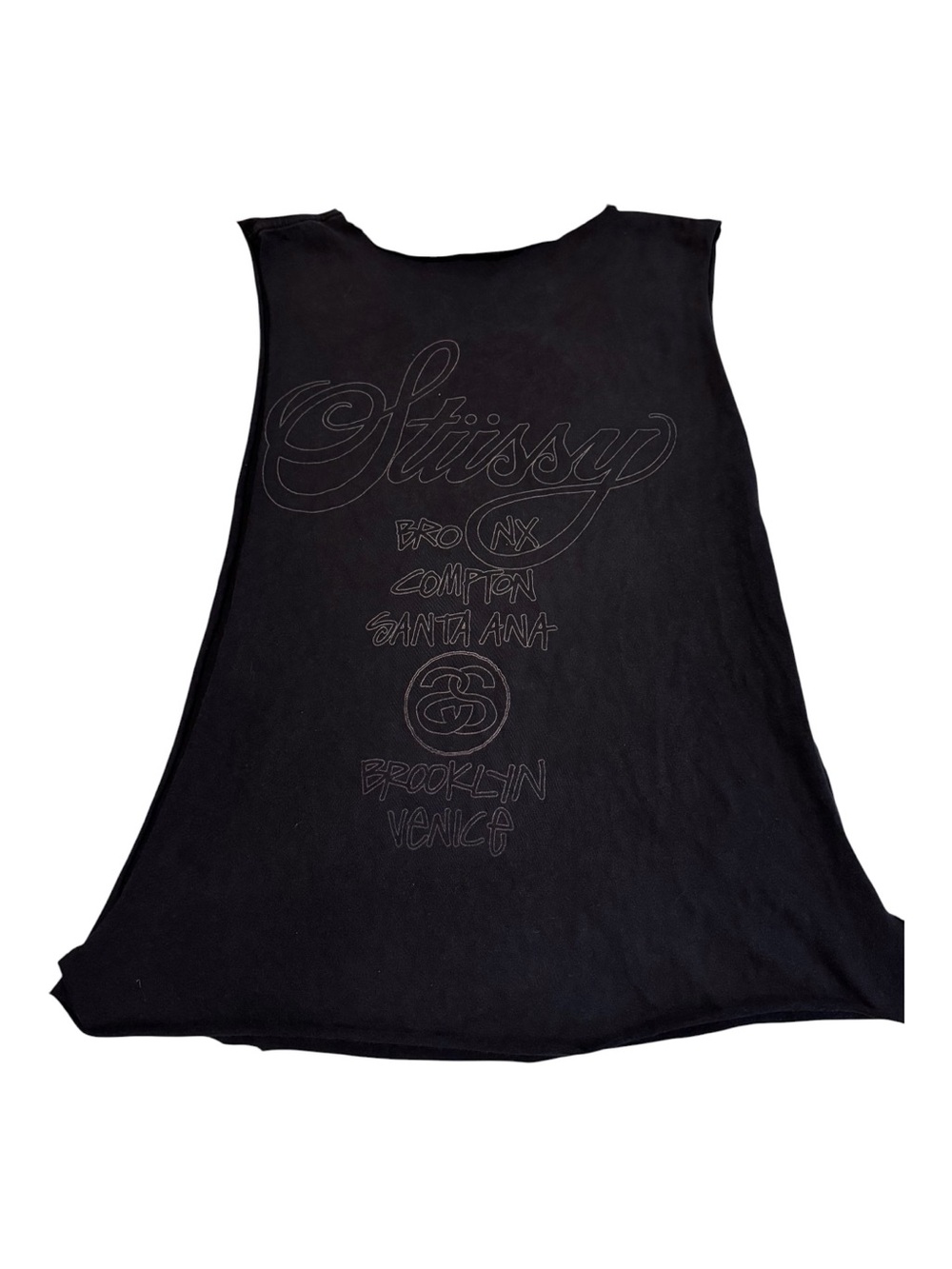 Stussy Men’s Black Graphic Muscle Tank with Script Logo
